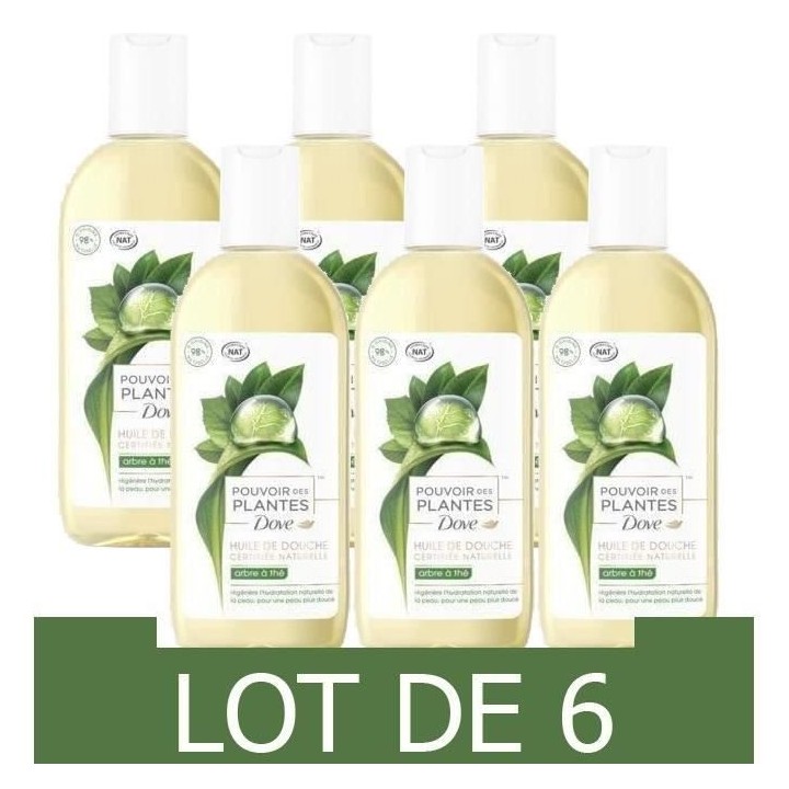 [Lot de 6] DOVE Gel de douche Naturel Senteur Arbre a Thé - 250 ml