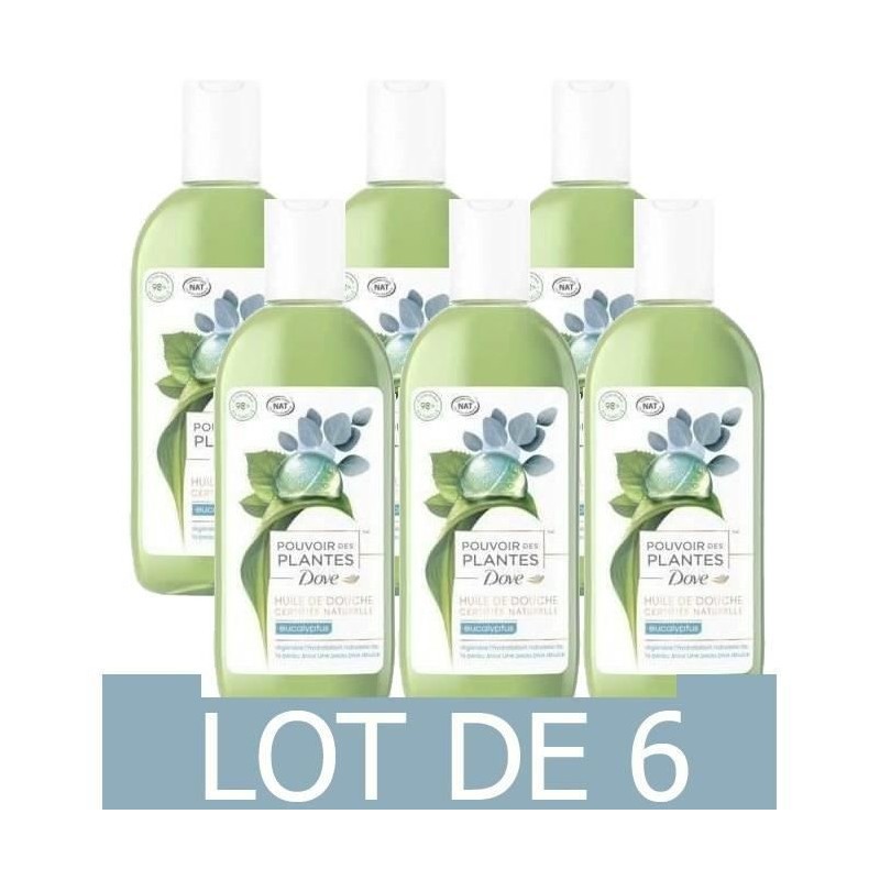 [Lot de 6] DOVE Gel de douche Naturel Senteur Eucalyptus - 250 ml