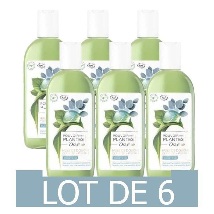 [Lot de 6] DOVE Gel de douche Naturel Senteur Eucalyptus - 250 ml