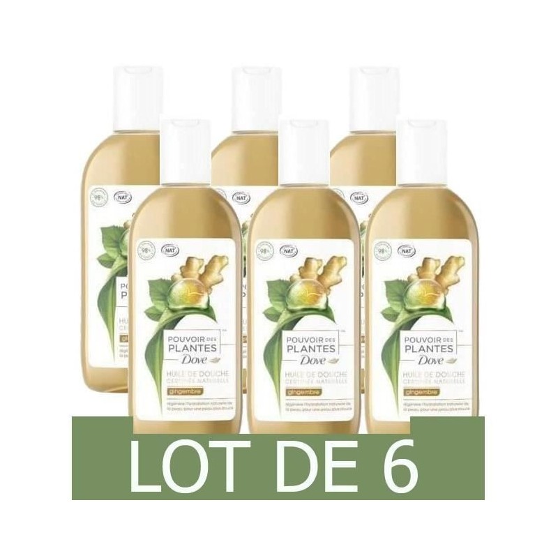 [Lot de 6] DOVE Gel de douche Naturel Senteur Gingembre - 250 ml