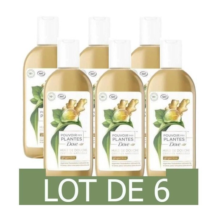[Lot de 6] DOVE Gel de douche Naturel Senteur Gingembre - 250 ml