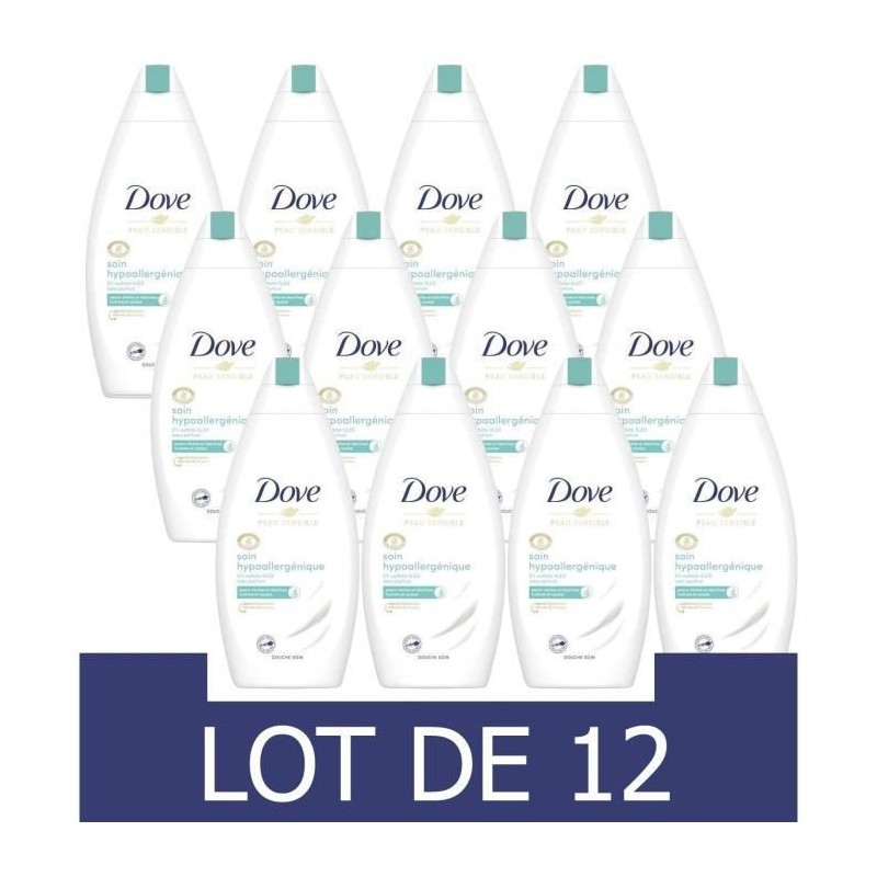 Lot de 12 x 400 ml - DOVE Gel Douche Soin Hypoallergénique