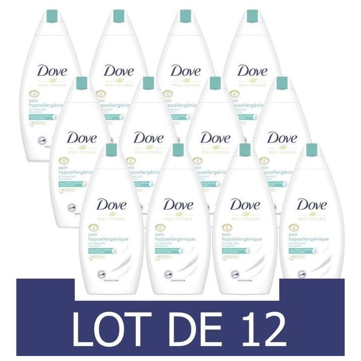Lot de 12 x 400 ml - DOVE Gel Douche Soin Hypoallergénique