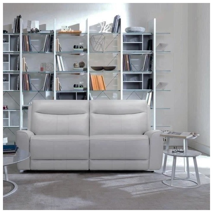 Canapé relax électrique - 3 places - DOVER - Cuir de vachette et por