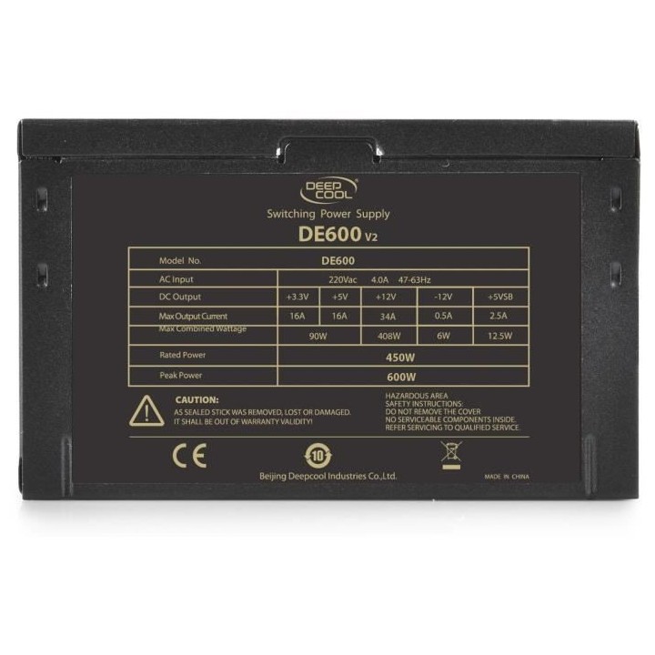 DEEPCOOL - Alimentation PC Non Modulaire - DE600 V2 (DP-DE600US-PH)