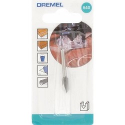 Fraise a Rainurer en V HSS DREMEL 640 (Pour Défoncer/Créer des Incrustations dans le Bois, Diametre 6.4mm)