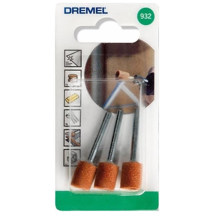Lot de 3 meules a rectifier en oxyde d'aluminium DREMEL 932 (ø 9,5 mm