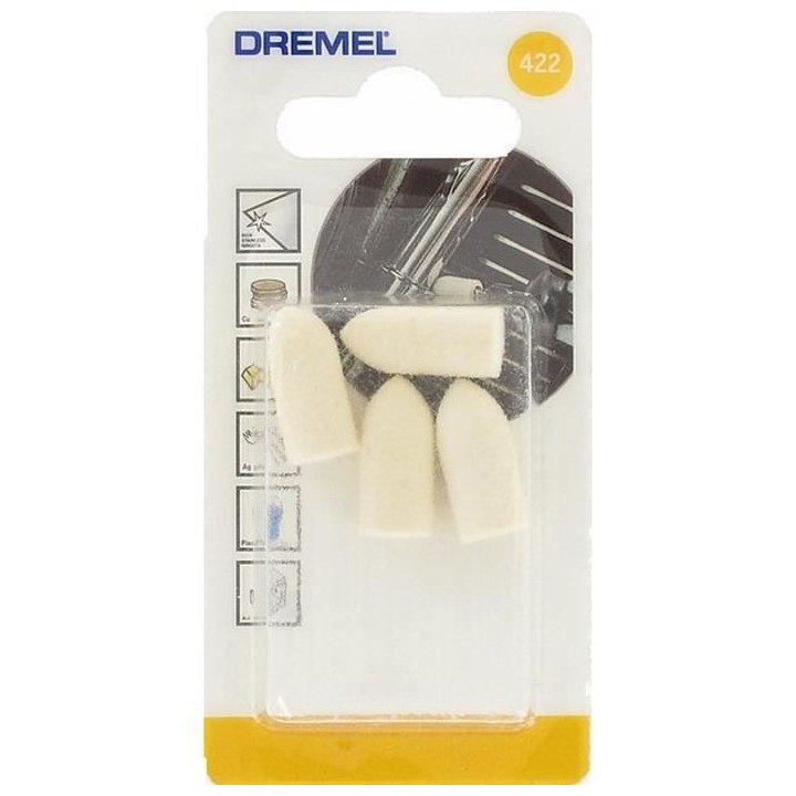 Lot de 4 pointes de polissage DREMEL 422 (Diametre 10mm, Pour le polis