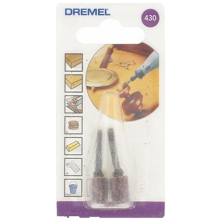 DREMEL 430Lot de 2 Mandrins de ponçage et 2 Bandes de Ponçage DREMEL