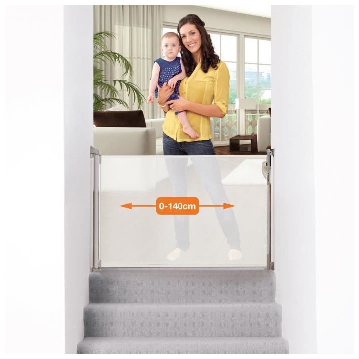 DREAMBABY Barriere de sécurité rétractable - A visser - Ouverture a