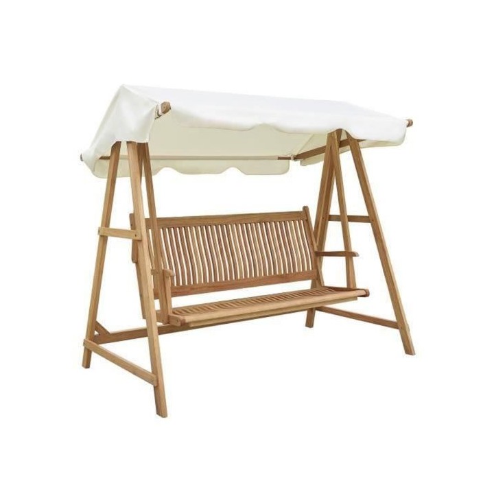 Balancelle en bois d'eucalyptus - 3 places - RONDA - Blanc