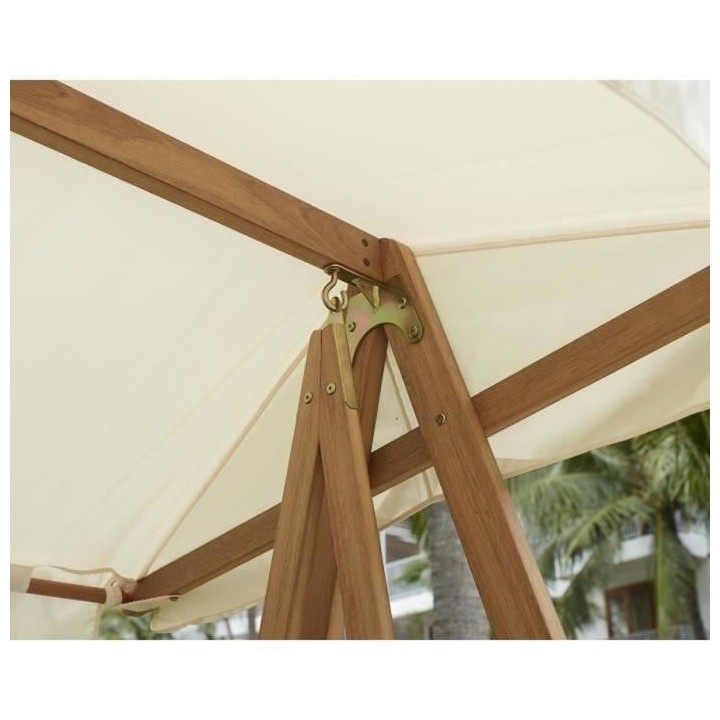 Balancelle en bois d'eucalyptus - 3 places - RONDA - Blanc