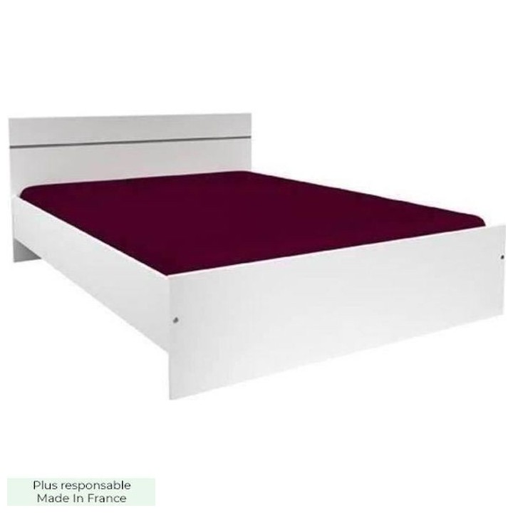 BOSTON Lit adulte contemporain - Décor blanc - l 140 x L 190 cm