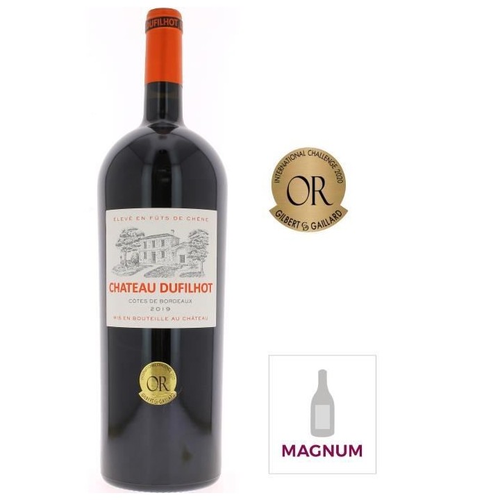 Magnum Château Dufilhot 2019 Côtes de Bordeaux - Vin rouge de Bordea
