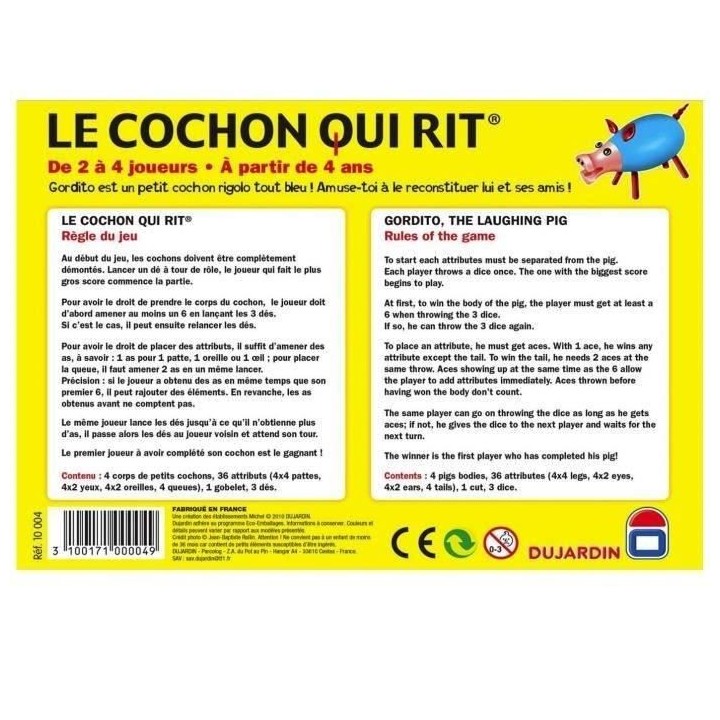 LE COCHON QUI RIT (par 4) - Le jeu incontournable pour toute la famill