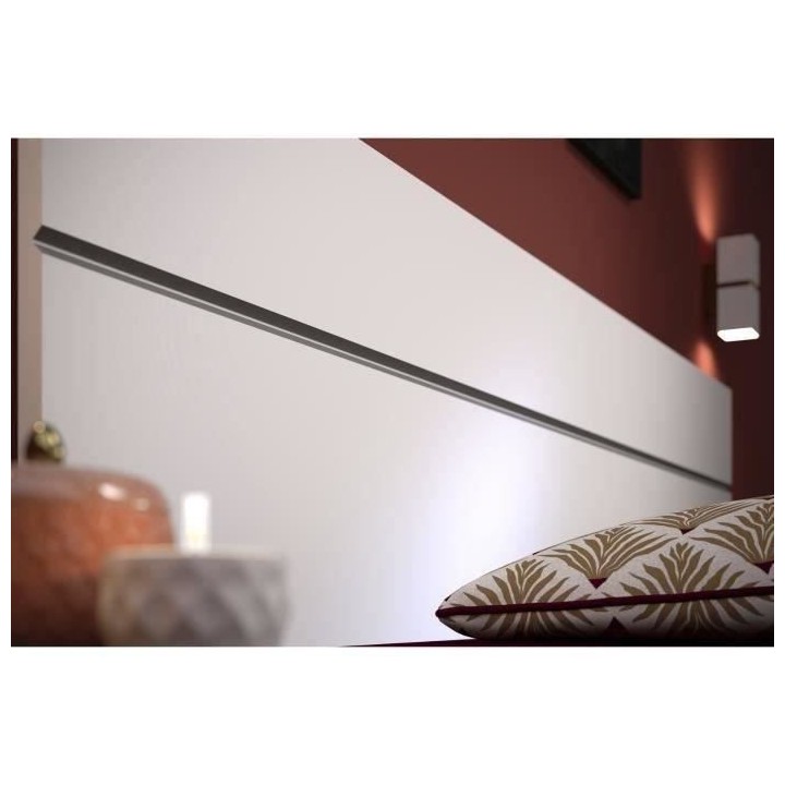 BOSTON Lit adulte contemporain - Décor blanc - l 140 x L 190 cm