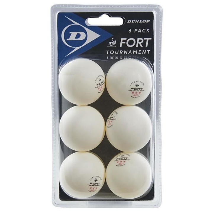 Balle de tennis de table - DUNLOP - 40+ FORT TOURNAMENT 6 BALL BLISTER