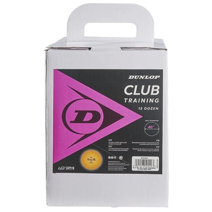 Balle de tennis de table - DUNLOP - 40+ CLUB TRAINING 12 BOX ORANGE