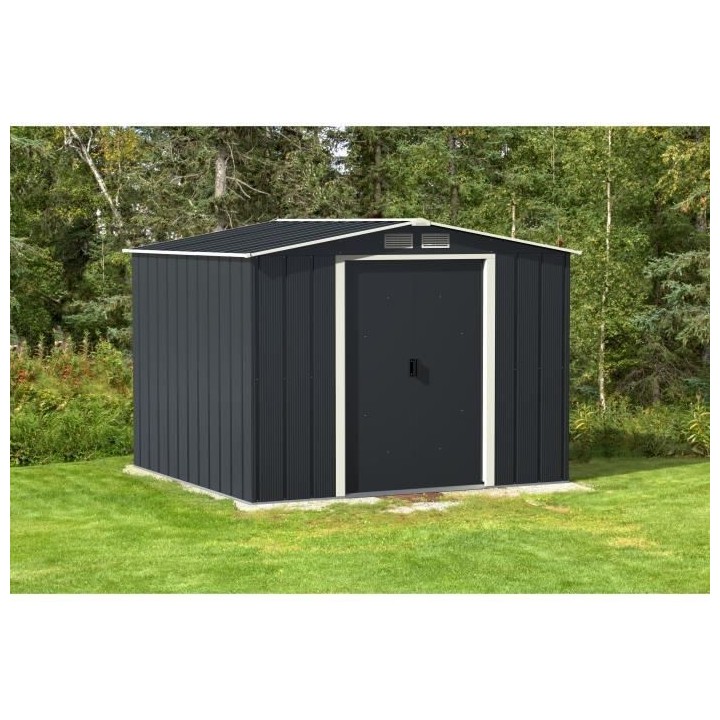 Abri de jardin en métal DURAMAX 6,36 m² - Kit ancrage inclus - Gris