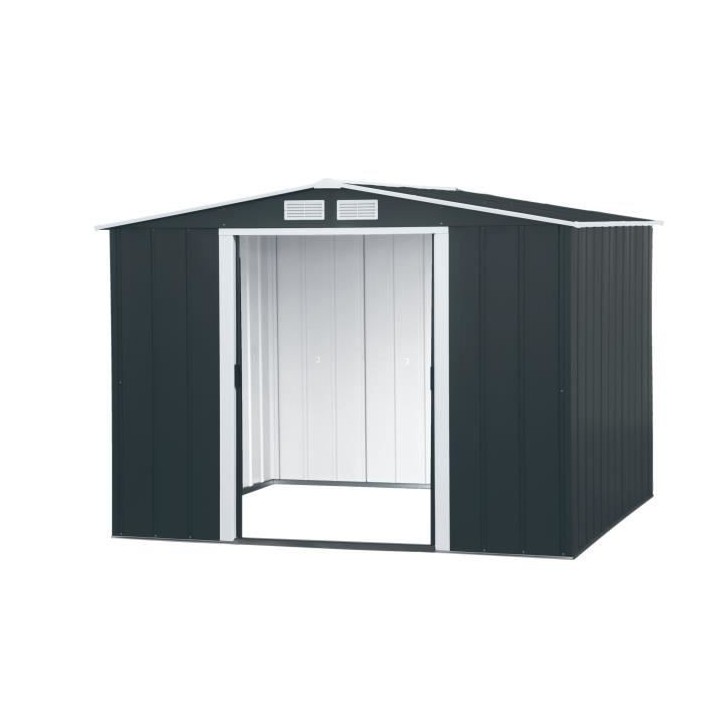 Abri de jardin en métal DURAMAX 6,36 m² - Kit ancrage inclus - Gris