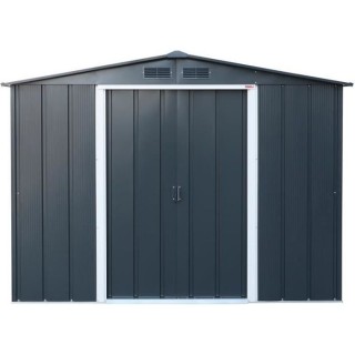 Abri de jardin en métal 4,77 m2 - Kit d'ancrage inclus - Gris anthrac