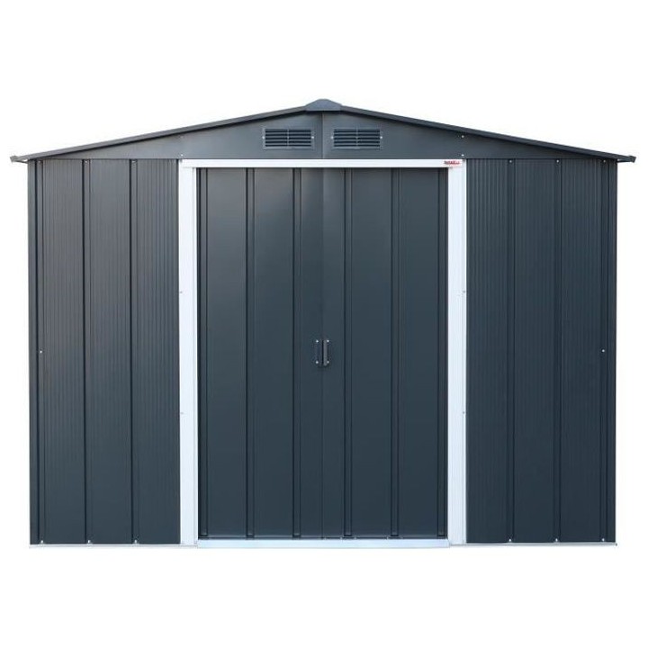 Abri de jardin en métal 4,77 m2 - Kit d'ancrage inclus - Gris anthrac