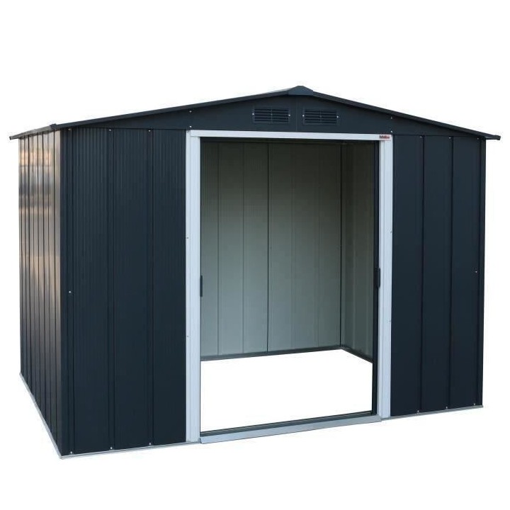 Abri de jardin en métal 4,77 m2 - Kit d'ancrage inclus - Gris anthrac