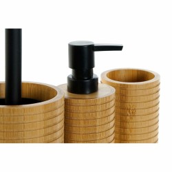 Ensemble de Bain DKD Home Decor Noir 7 x 7 x 16,5 cm Naturel (3 Pièces)