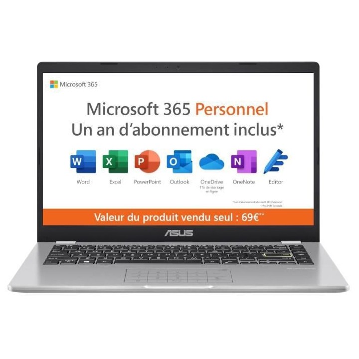 PC Portable ASUS VivoBook 14 E410 | 14'' HD - Intel Pentium Silver N50