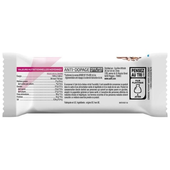 EAFIT - La barre KETO Chocolat - Boîte de 4 barres