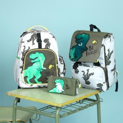 Trousse Scolaire avec Accessoires Jurassic Park Trousse d'écolier Vert foncé (12,5 x 6,5 x 19,5 cm)