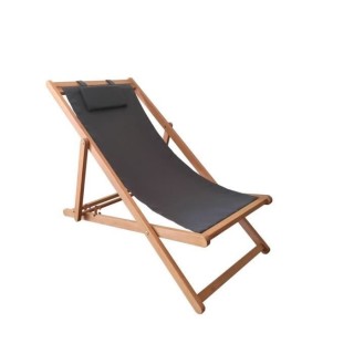 Bain de soleil en eucalyptus avec assise en polyester - MERI - Gris