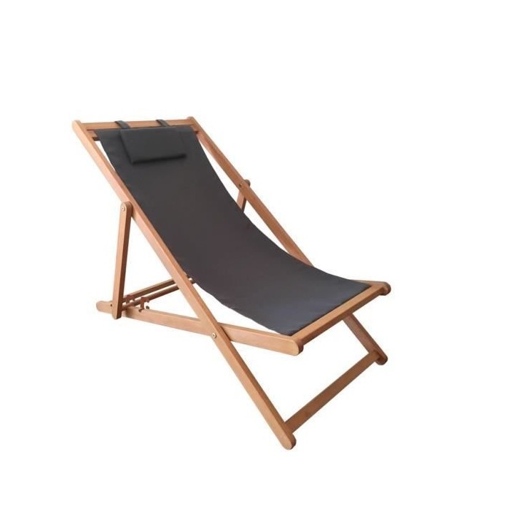 Bain de soleil en eucalyptus avec assise en polyester - MERI - Gris