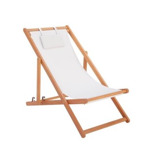 Bain de soleil en eucalyptus avec assise en polyester - MERI - Gris pe