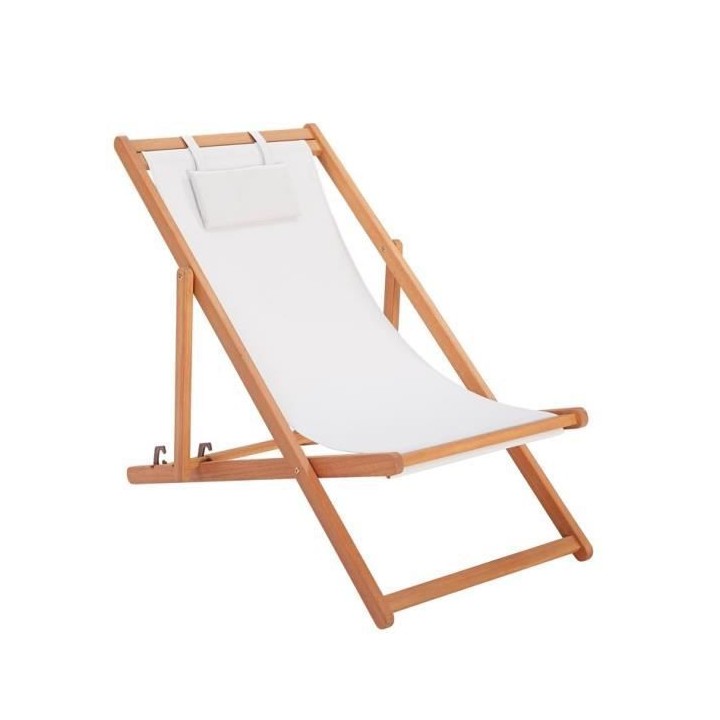 Bain de soleil en eucalyptus avec assise en polyester - MERI - Gris pe