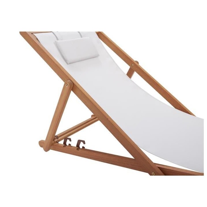 Bain de soleil en eucalyptus avec assise en polyester - MERI - Gris pe