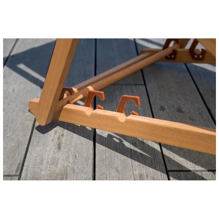 Bain de soleil en eucalyptus avec assise en polyester - MERI - Gris pe