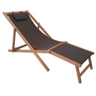 Bain de soleil en eucalyptus avec repose-pieds et assise en polyester
