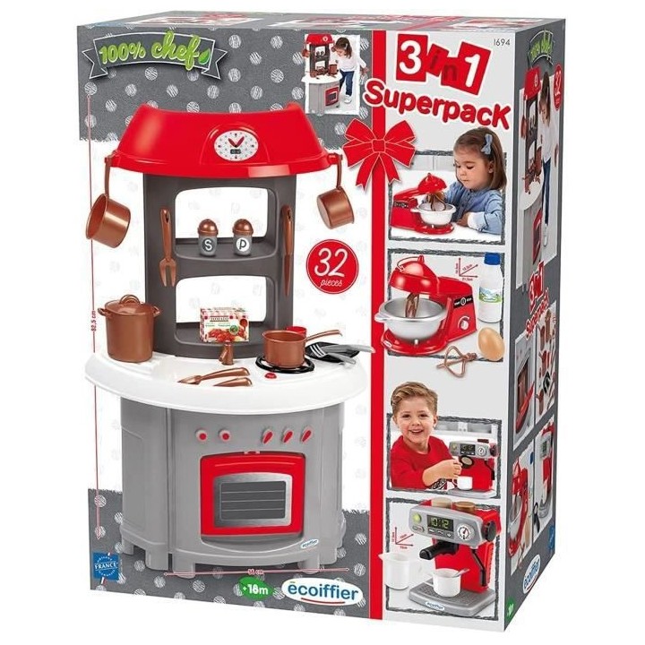 ECOIFFIER Super Pack cuisine 3 en 1 - A partir de 3 ans - En métal -