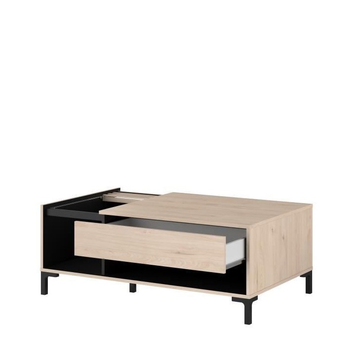 PARISOT Table basse plateau en verre 1 Tiroir - Décor Chene Jackson e