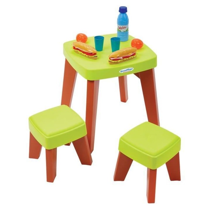 Ecoiffier Table pic nic + 2 tabourets 38 cm 4620
