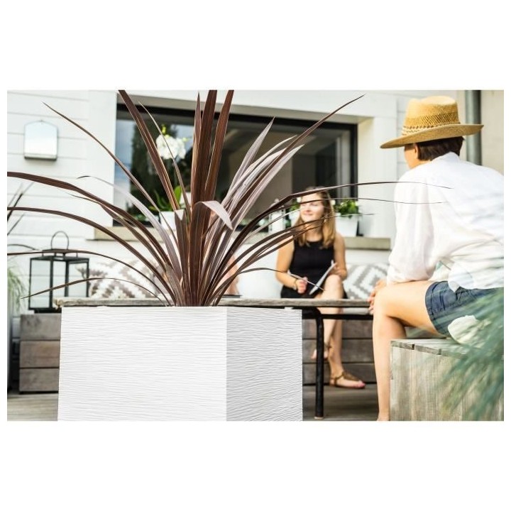 EDA Pot carré Graphit - 39 x 39 x 43 cm - Contenance 31L - Blanc cér