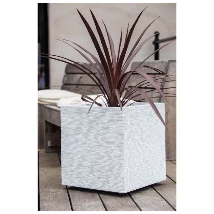 EDA Pot carré Graphit - 39 x 39 x 43 cm - Contenance 31L - Blanc cér