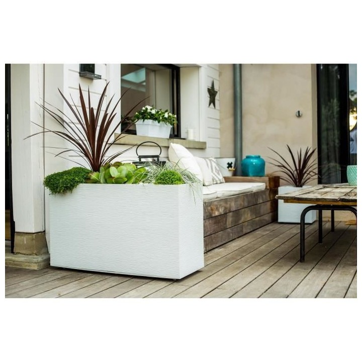 EDA Jardiniere Graphit 99,5x39,5x60cm - Contenance 116L - Blanc cérus