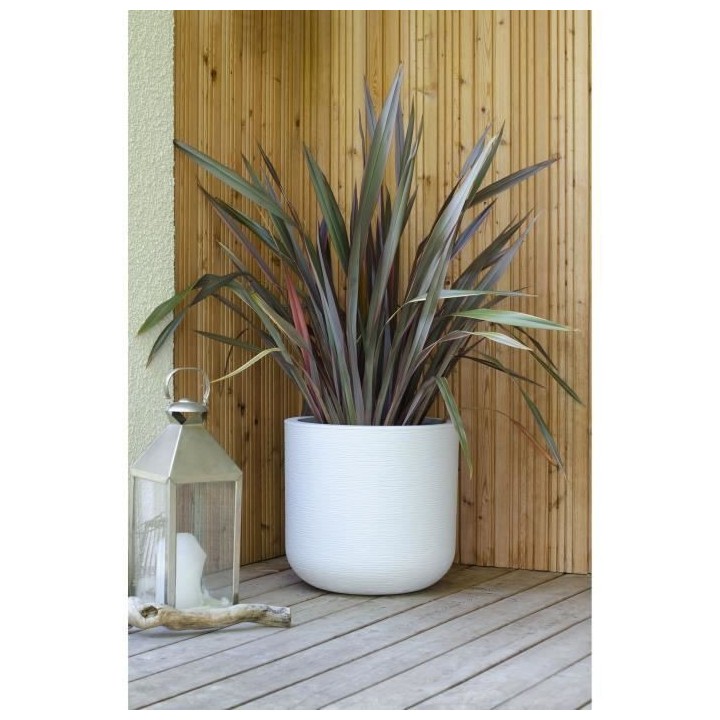 EDA PLASTIQUE - Pot rond 40 cm Graphit'Up - 32,5 L - Blanc cérusé