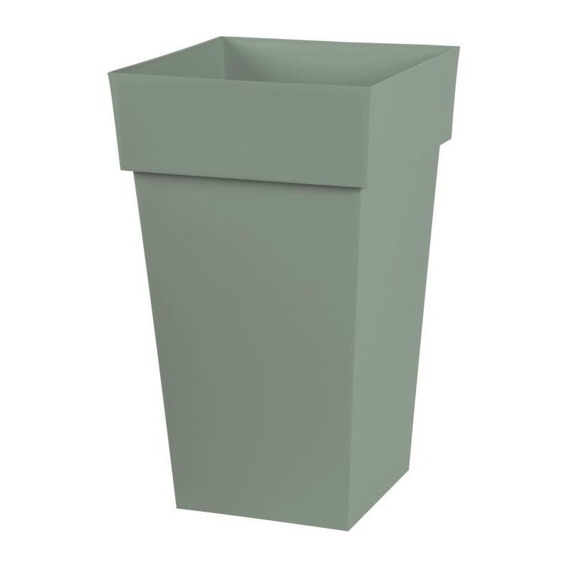 EDA PLASTIQUE - Pot de fleur haut carré Toscane - 39 x 39 x H 65 cm - 62 L - Vert laurier