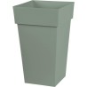 EDA PLASTIQUE - Pot de fleur haut carré Toscane - 39 x 39 x H 65 cm - 62 L - Vert laurier