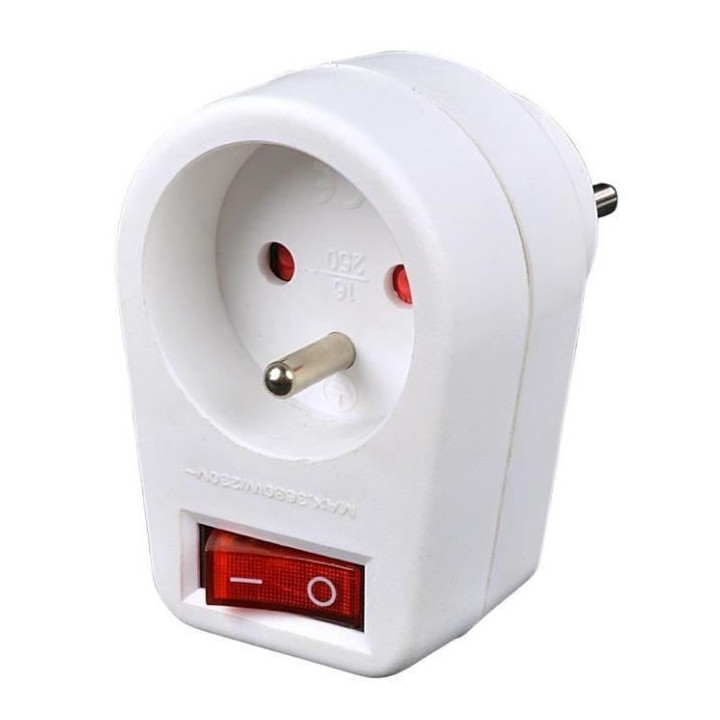 Fiche et interrupteur KINZO - 16A - Protection enfant