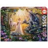 EDUCA Puzzle 1500 Dragon, Princesse Et Licorne