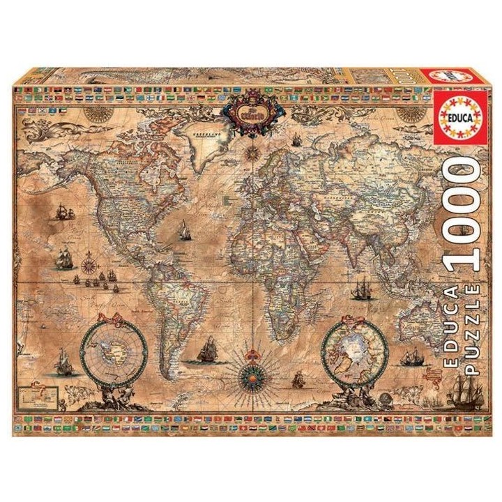 EDUCA -Puzzle - EDUCA PUZZLE 1000 MAPPEMONDE